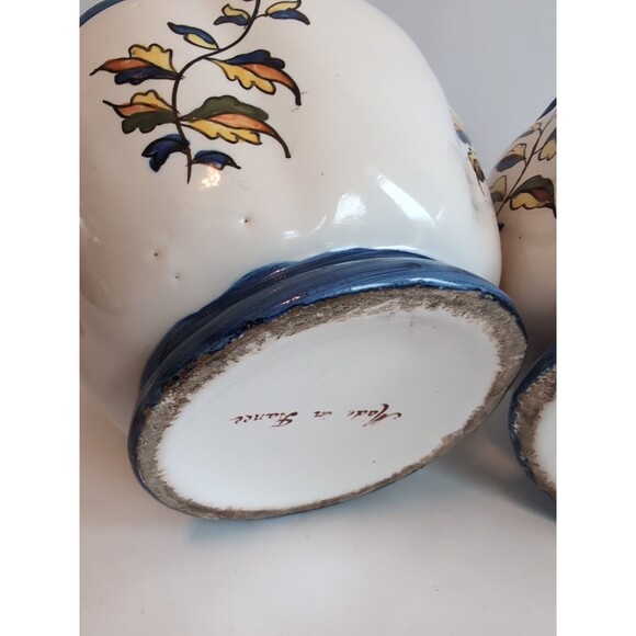 Vintage Faience Vases Planters Bowls Floral Decor Ceramic 19th C France - Picture 10 of 14